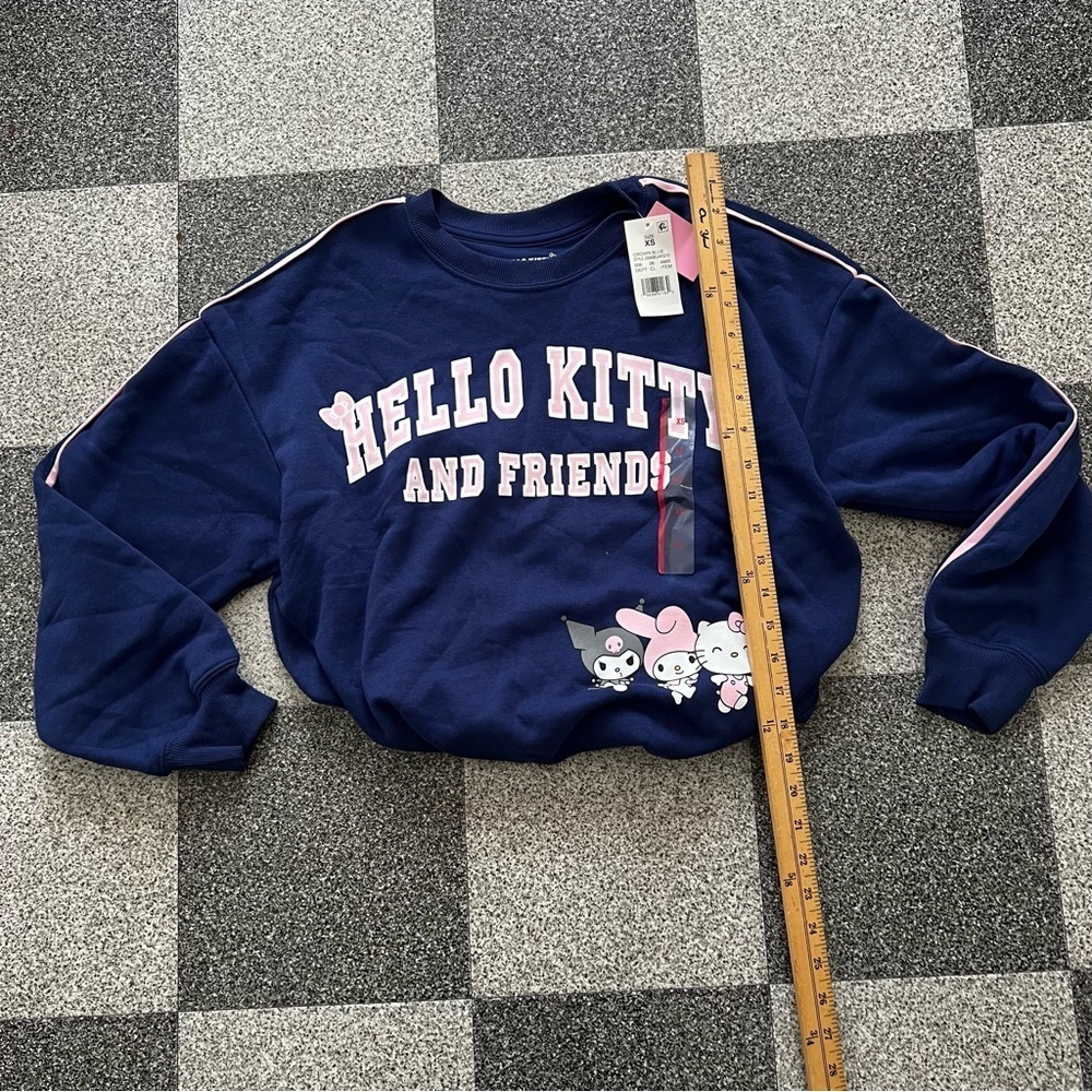 NWT Sanrio Navy Crew Neck Sweater with Hello Kitty Graphic XS - Picture 4 of 8